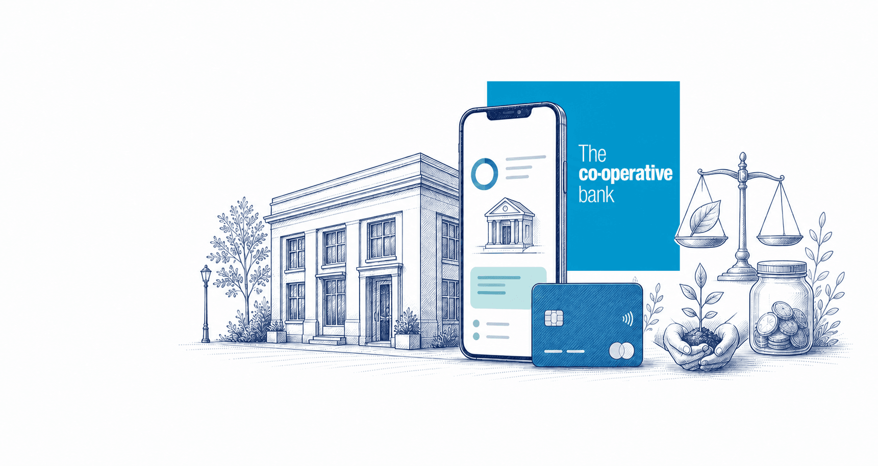 Co-operative Bank ethical and community banking illustration